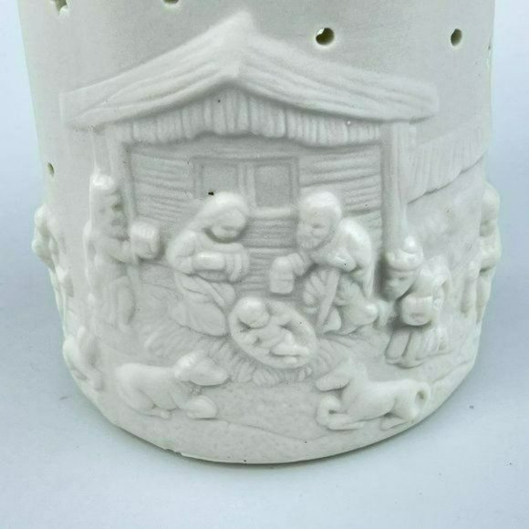 Ornamental Jade Porcelain Nativity Votive Candleholder 5in x 3.5in Holiday Decor - Picture 3 of 6